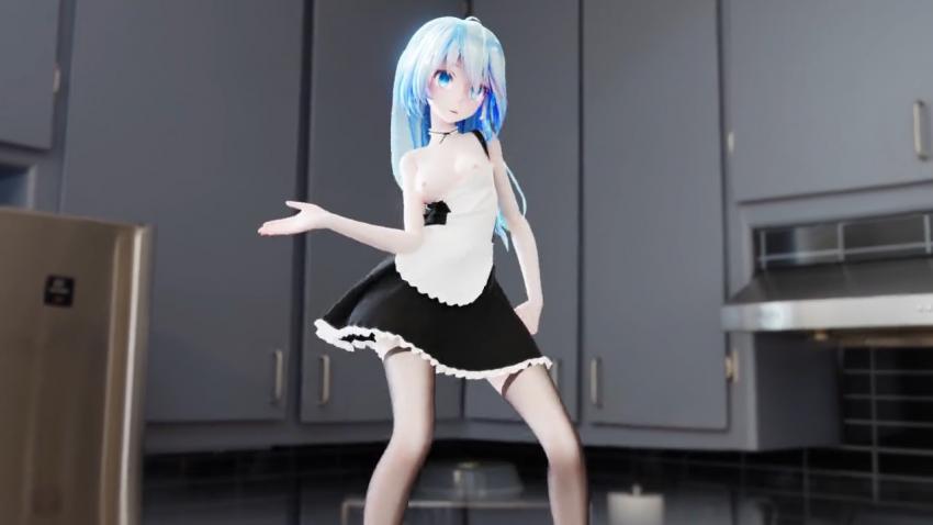 MMD极品黑丝女仆Miku!风骚宅舞狂扭淫臀!巨乳乱颤跪求内射!