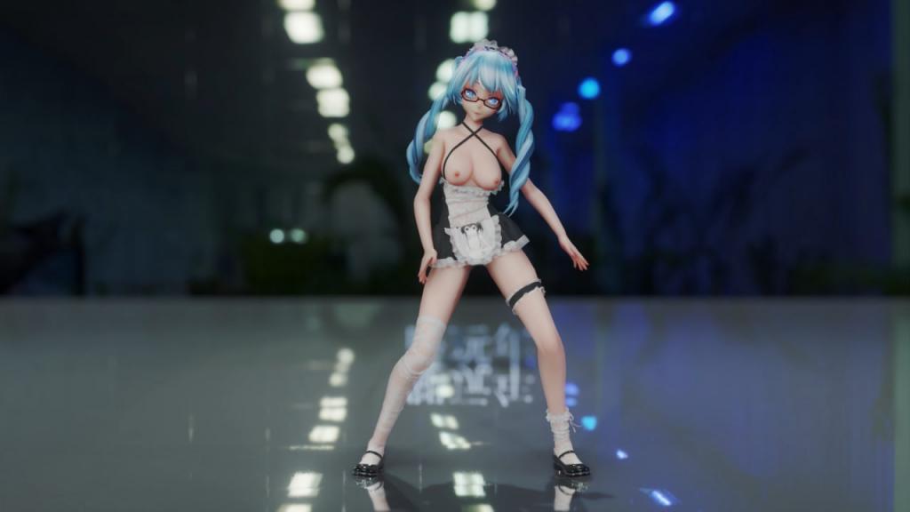 MMD58!白丝眼镜女仆初音沦陷!巨乳骚穴被狂操,猛射出淫水高潮